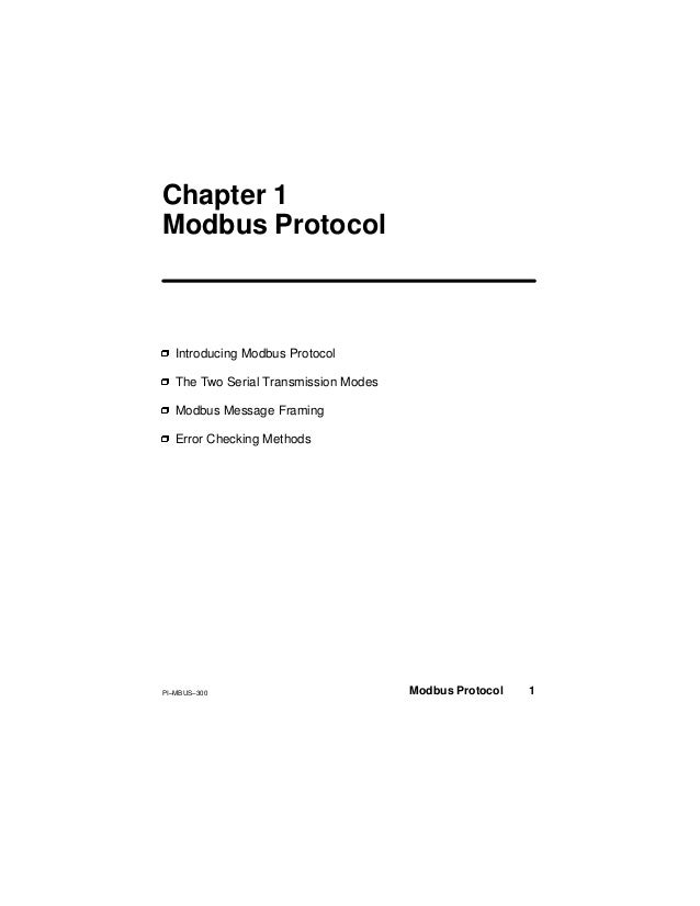 Modicon Modbus Protocol, Reference Guide